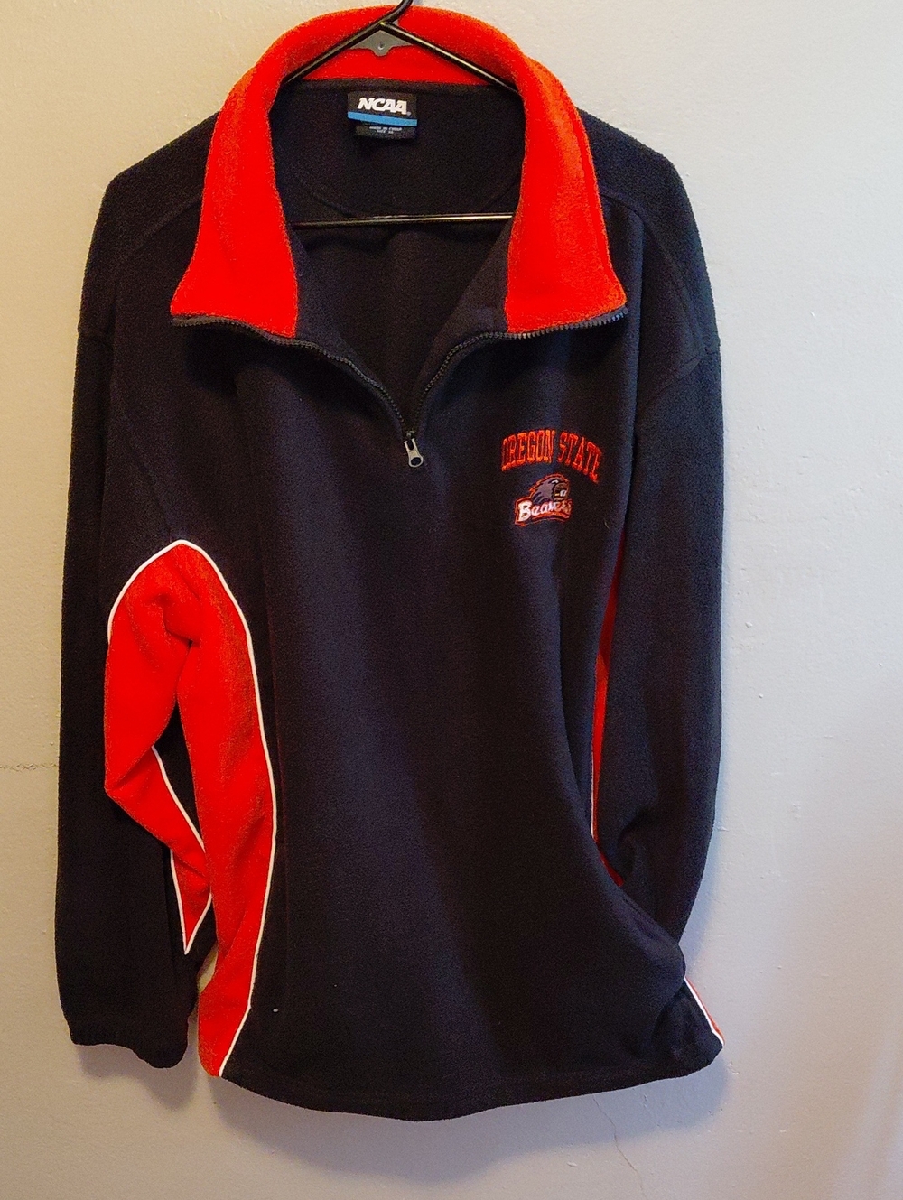 NCAA Black and Red Oregon State Zip-Up Fleece